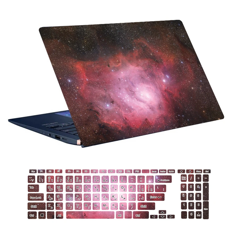 استیکر لپ تاپ توییجین و موییجین طرح Space کد 72 مناسب برای لپ تاپ 15.6 اینچ به همراه برچسب حروف فارسی کیبورد 