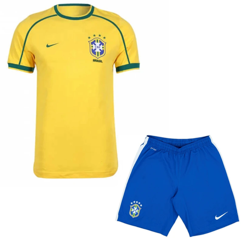 ست تی شرت و شلوارک ورزشی مردانه مدل برزیل Home 2002