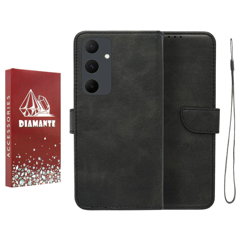 کیف کلاسوری دیامانته مدل Scusa Rd مناسب برای گوشی موبایل سامسونگ Galaxy A55 به همراه بند آویز