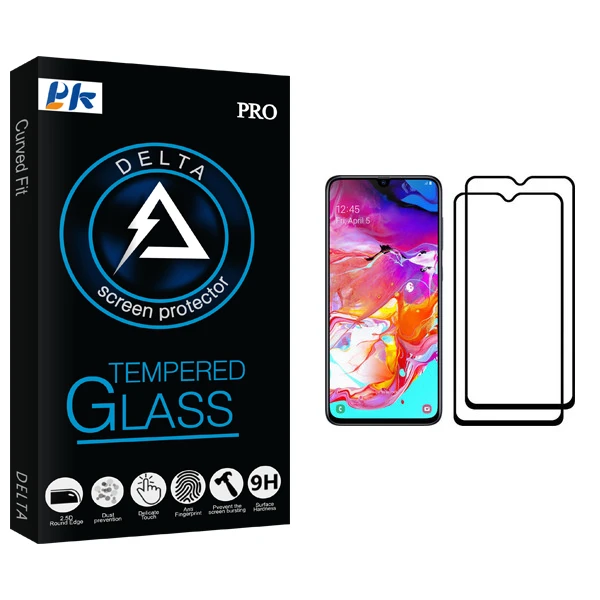 محافظ صفحه نمایش پی کی مدل Delta Glass مناسب برای گوشی موبایل سامسونگ Galaxy A70 بسته دو عددی