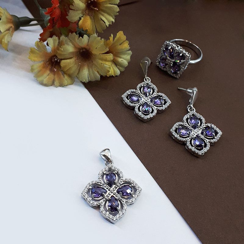 نیم ست نقره زنانه مدل 100211 نیم ست نقره زنانه مدل 100211