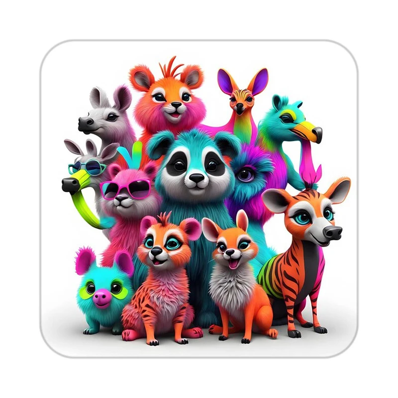 زیر لیوانی کاکتی طرح حیوانات رنگی مدل mp25236