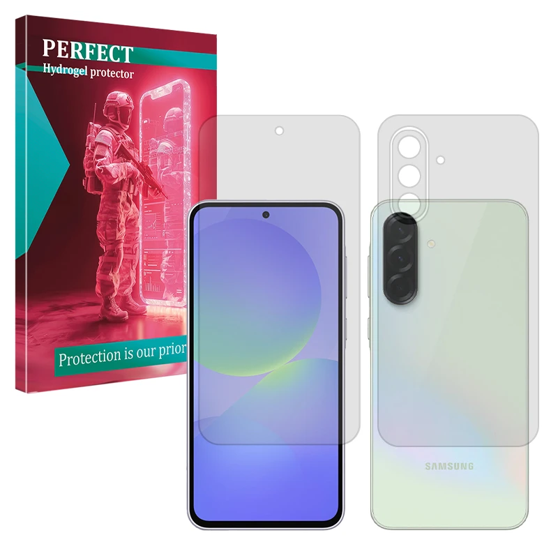 محافظ صفحه نمایش شفاف پرفکت مدل Tough مناسب برای گوشی موبایل سامسونگ Galaxy A56 به همراه محافظ پشت گوشی