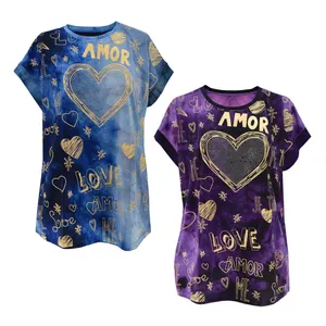 تی شرت آستین کوتاه زنانه مدل M3167 مجموعه 2 عددی