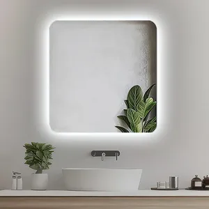 آینه سرویس بهداشتی آزالیا مدل بک لایت نوردار مربع MSBC6060 سایز 60*60 سانتی متر