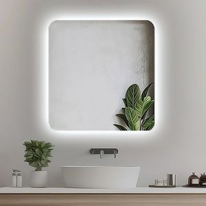 آینه سرویس بهداشتی آزالیا مدل بک لایت نوردار مربع MSBC6060 سایز 60*60 سانتی متر
