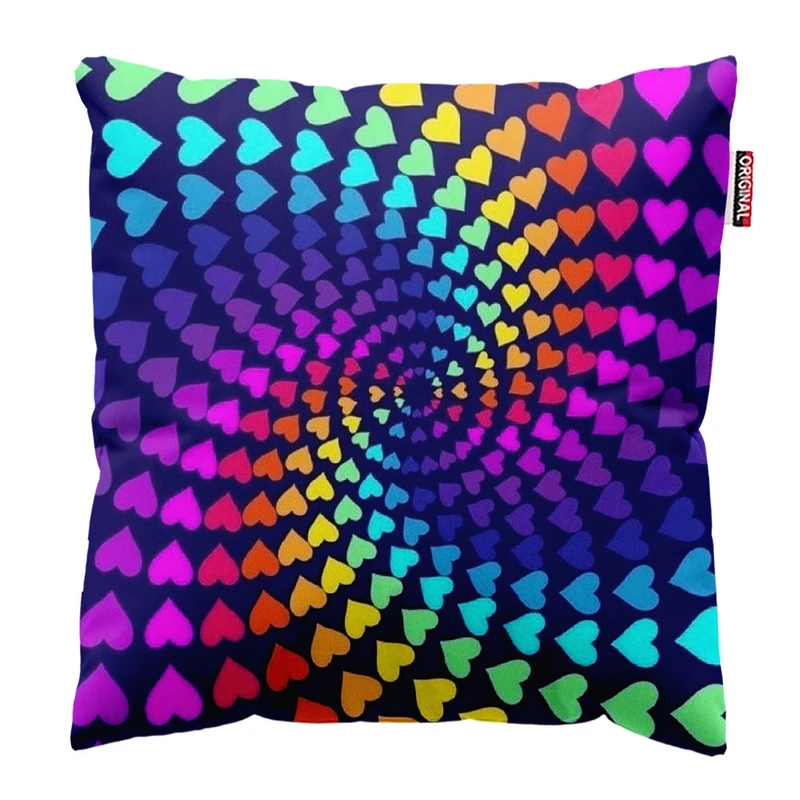 کوسن پاد آفرین طرح قلب های رنگی سایز 30*30 سانتی متر
