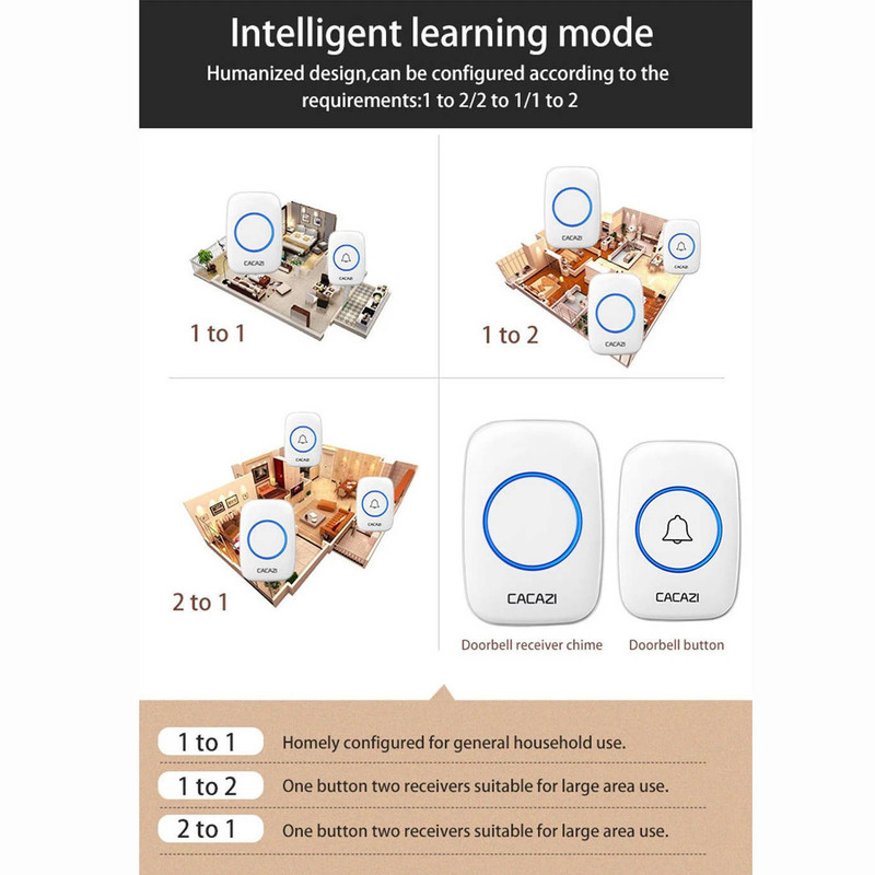 زنگ بی سیم کاکازی مدل A10W مجموعه سه عددی