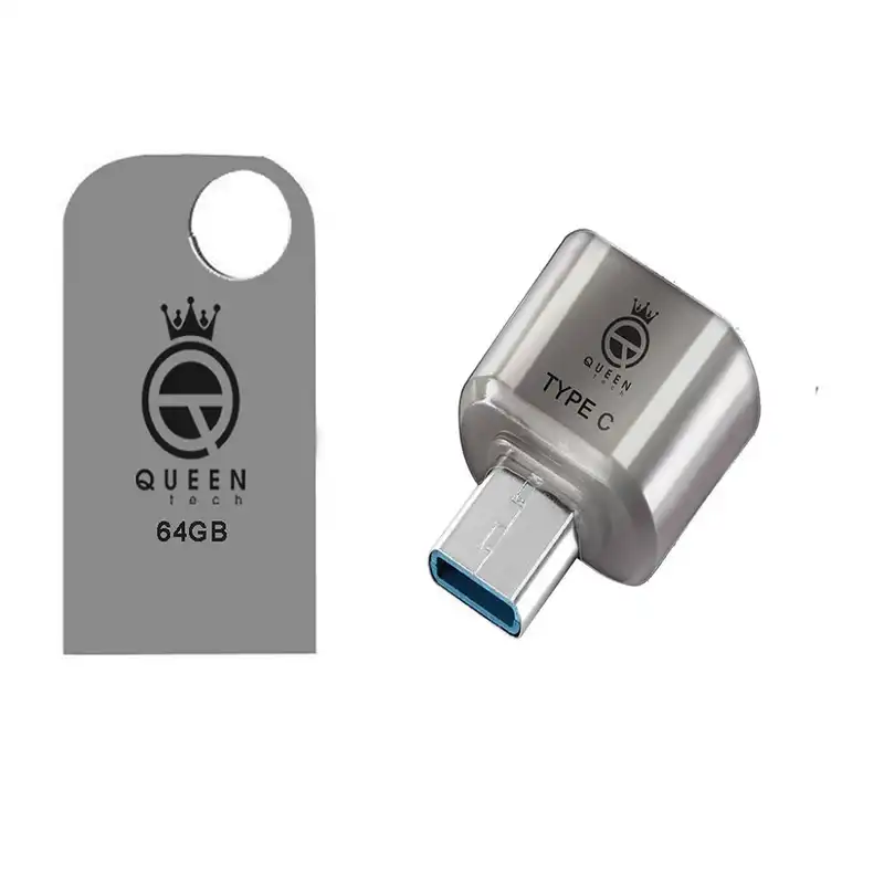 فلش مموری کوئین تک مدل CELL-C PLUS ظرفیت 64 گیگا بایت به همراه مبدل USB-C