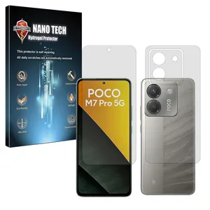 Nano tech Tough model transparent screen protector suitable for Xiaomi Poco M7 Pro 5G mobile phone along with the back protector