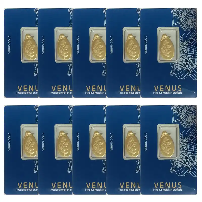 شمش طلا 18 عیار مدل ونوس کد 110 مجموعه 10 عددی