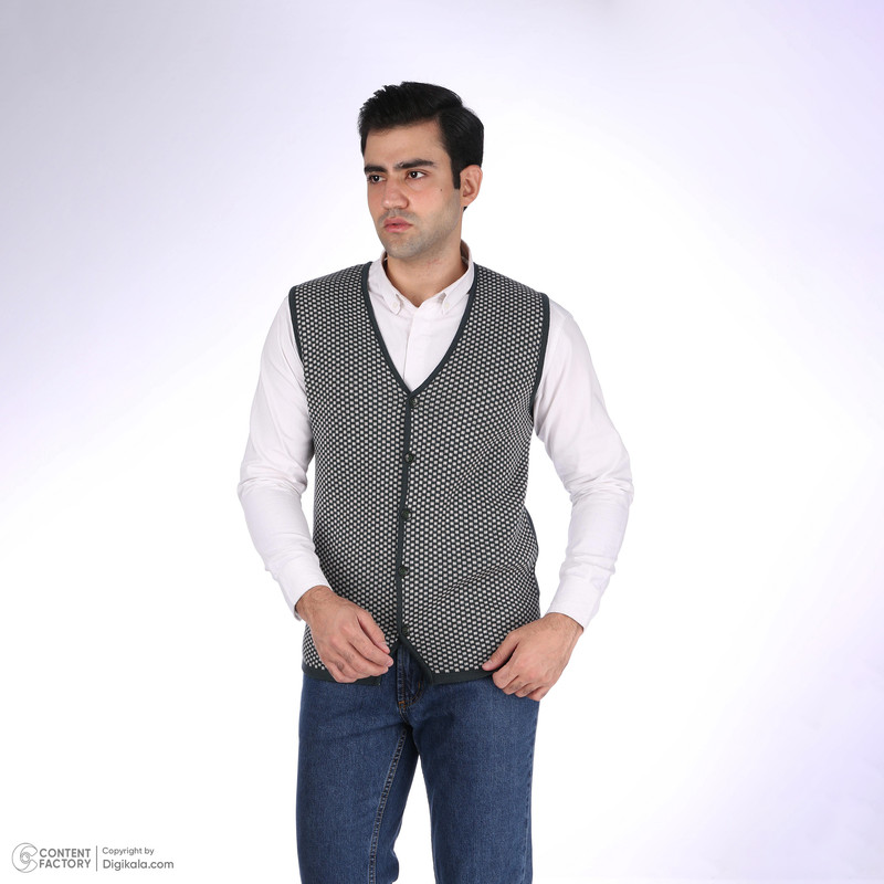 ژیله مردانه تریکو پاییزان مدل J800 رنگ سبز