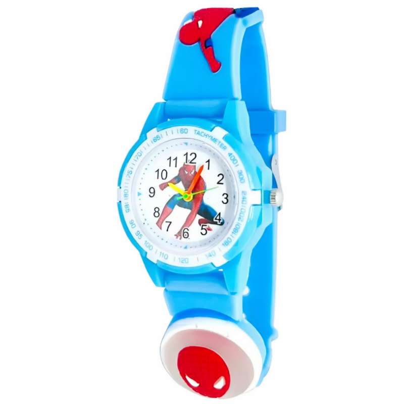 ساعت  مچی عقربه ای پسرانه مدل چراغدار بند سیلیکونی ضد حساسیت طرح مرد عنکبوتی کد 4