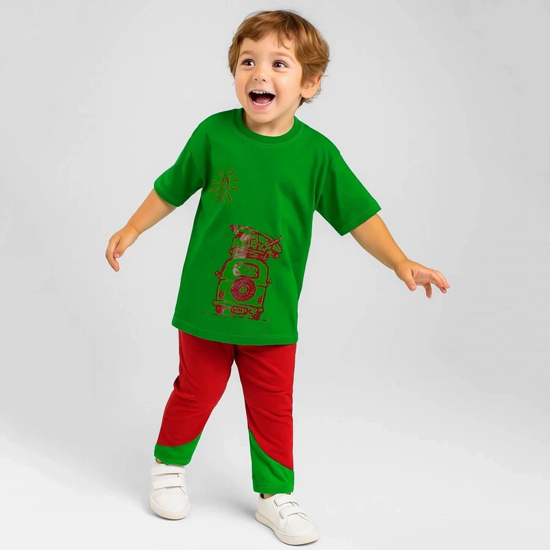 ست تی شرت و شلوارک پسرانه مدل c22