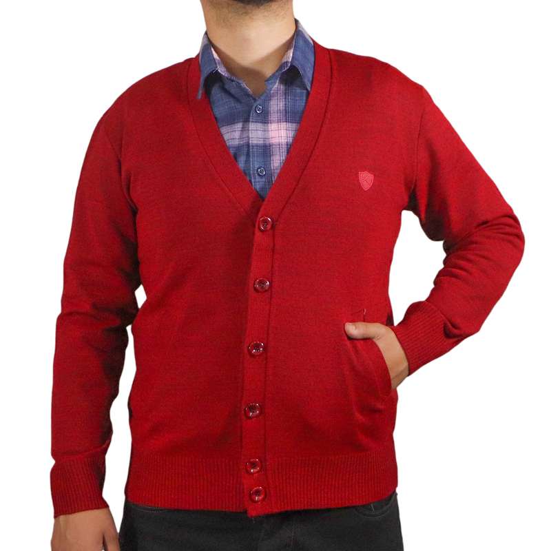 ژاکت مردانه مدل جیب دار کد 32098 رنگ زرشکی روشن