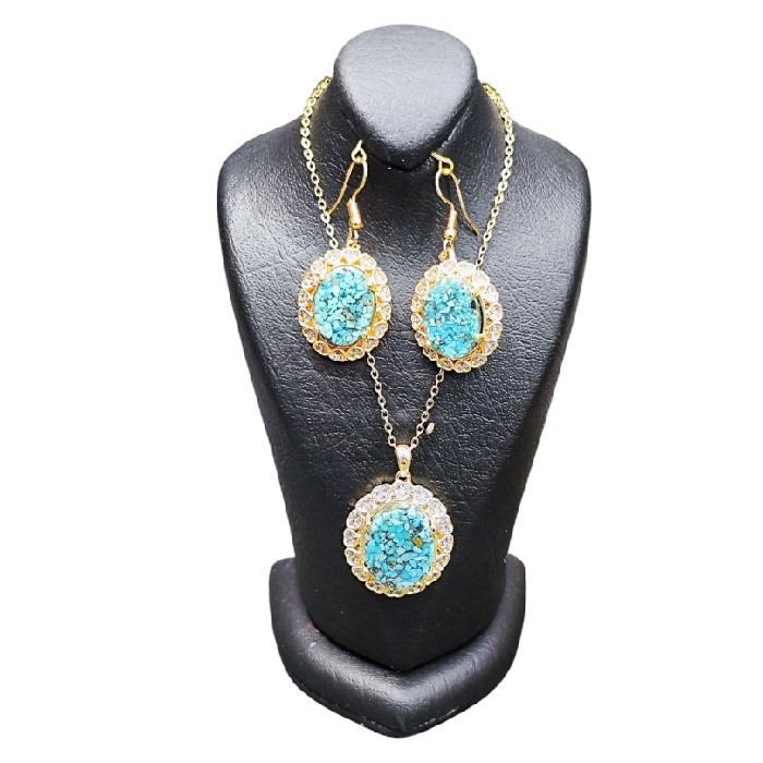 نیم ست زنانه مدل سنگ فیروزه نیشابور کد 658