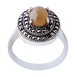 انگشتر نقره زنانه بازرگانی میلادی مدل سنگ اپال کد 477