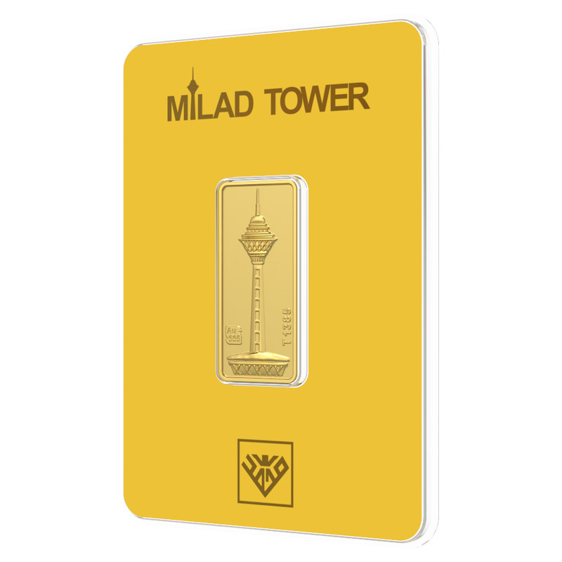 شمش طلا 24 عیار طلای محمد مدل برج میلاد SN1000