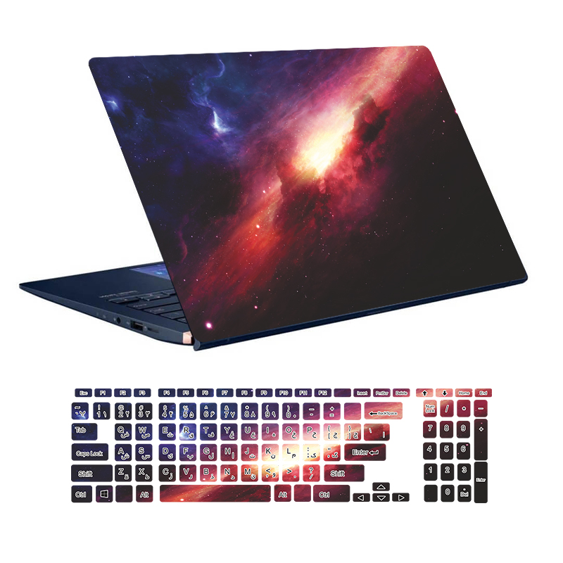 استیکر لپ تاپ توییجین و موییجین طرح Space کد 31 مناسب برای لپ تاپ 15.6 اینچ به همراه برچسب حروف فارسی کیبورد