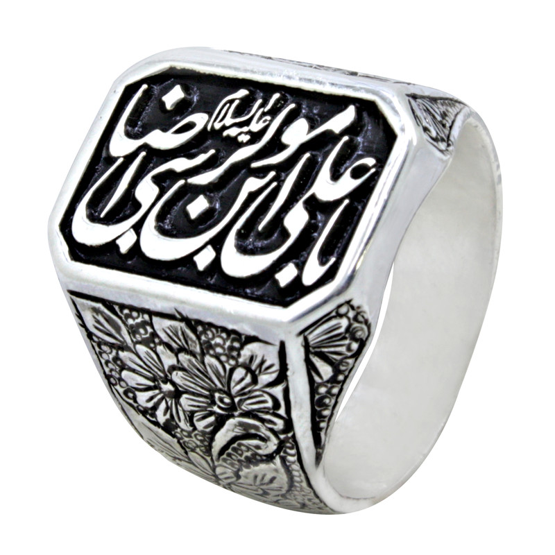 انگشتر نقره مردانه مدل قلم زنی کد s22