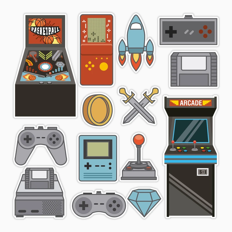 استیکر لپ تاپ و موبایل بووم طرح بازی کامپیوتری مدل Classic کد MA13 مجموعه 14 عددی