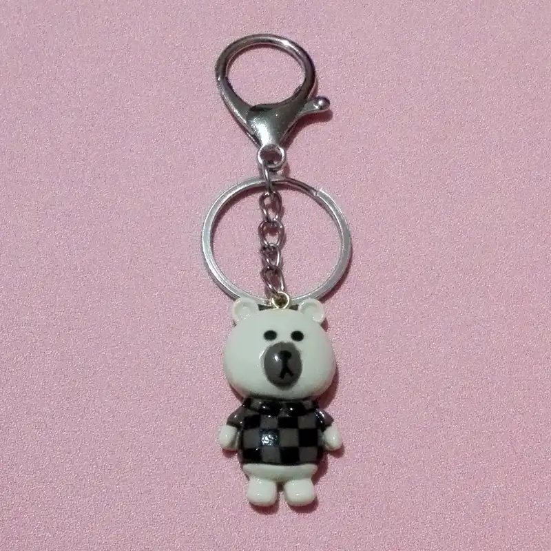 آویز کیف زنانه مدل خرس شطرنجی