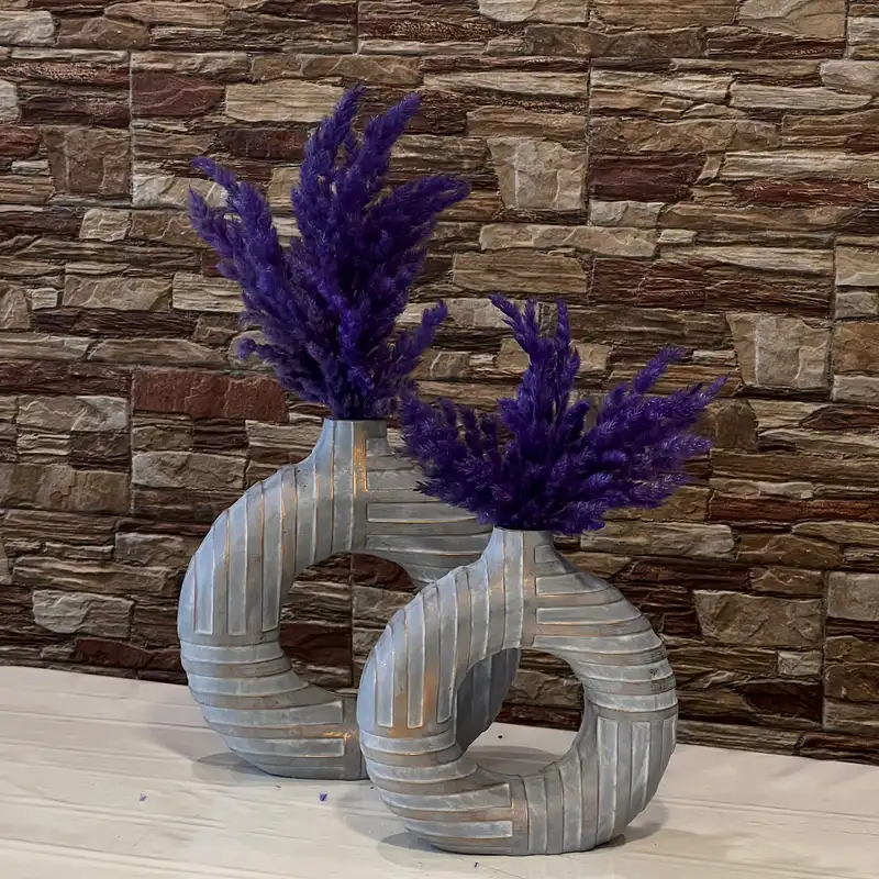 گلدان دکوری طرح دونات کد A38 مجموعه 2 عددی