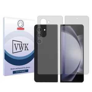 VWK Tough model transparent screen protector suitable for Samsung Galaxy Z Fold5 mobile phone along with the back protector