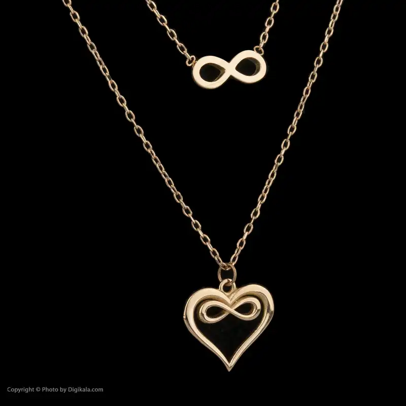 گردنبند طلا 18 عیار زنانه مایا ماهک مدل MM1757 طرح قلب و بینهایت دوبل
