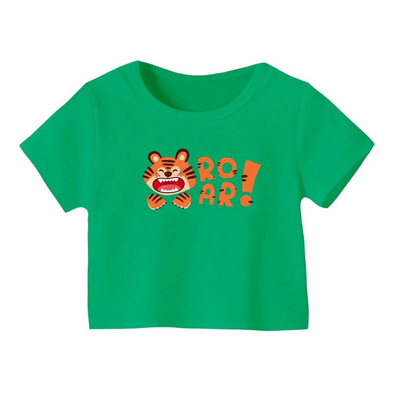 کراپ‌ تی‌شرت آستین کوتاه زنانه مدل ببر کد ۹