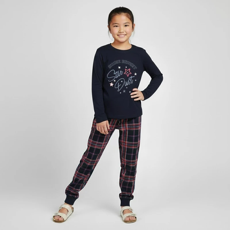 ست بلوز آستین بلند و شلوار راحتی دخترانه پیپرتس مدل 05