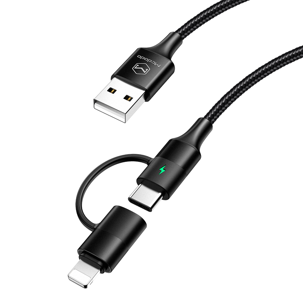 کابل تبدیل USB به USB-C / لایتننیگ مک دودو مدل CA-680-MCDO طول 1.2 متر