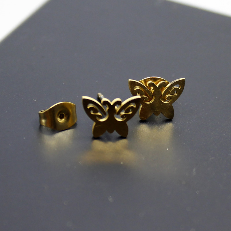 گوشواره زنانه طرح قلب و پروانه کد RKH_1519 مجموعه 2 عددی