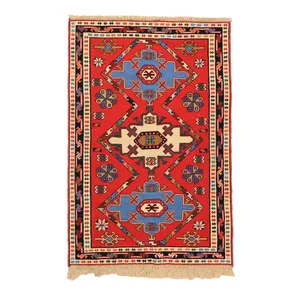 گلیم یک و نیم متری دستبافت مدل ورنی زمینه قرمز کد 40404931