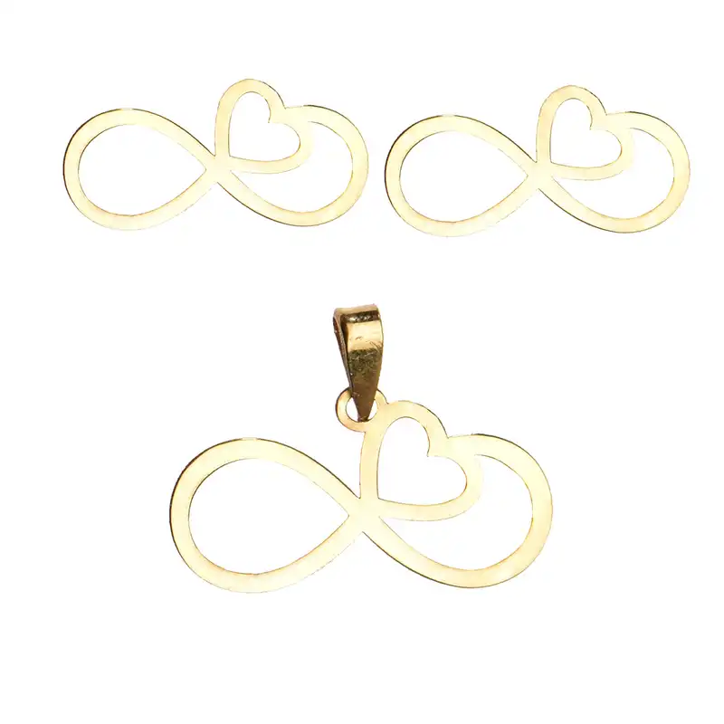 نیم ست طلا 18 عیار زنانه کرابو طرح قلب بینهایت مدل Kr8004