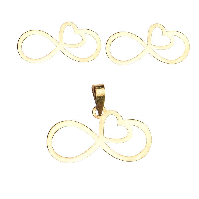 نیم ست طلا 18 عیار زنانه کرابو طرح قلب بینهایت مدل Kr8004