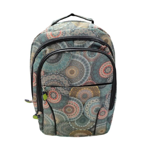 کوله پشتی مدرسه مدل چهار زیپ طرح سنتی کد 007