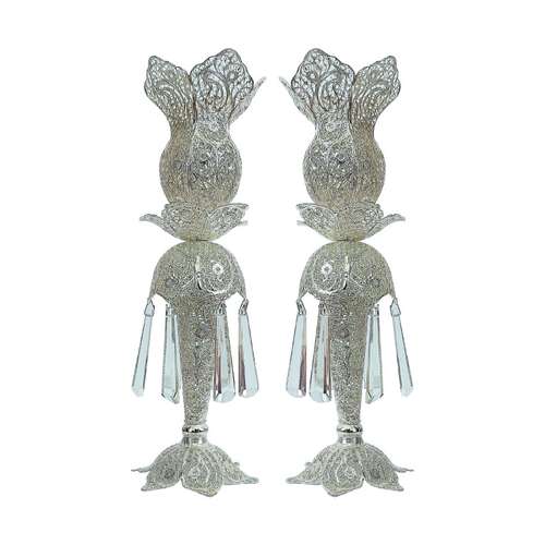 شمعدان ملیله کاری مدل لاله کد 01 مجموعه 2 عددی