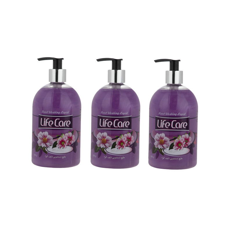 مایع دستشویی لایف کر مدل Purple Flower وزن 500 گرم بسته 3 عددی