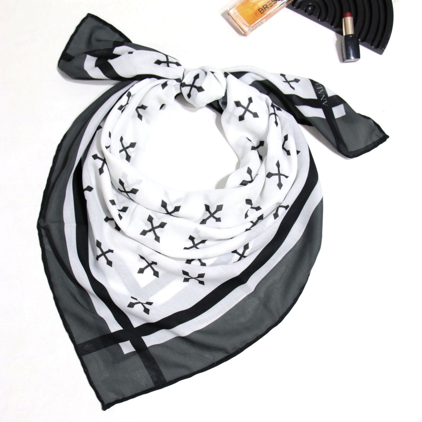 روسری زنانه مدل نخی خنک تابستانه محبوب با پترن ستاره کد ana-7096 -  - 20