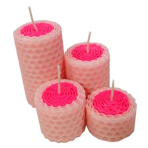 شمع بیزوکس مدل موم عسلی چند رنگ بسته 4 عددی