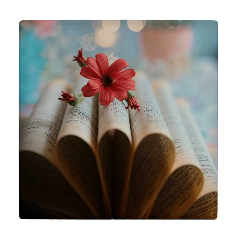 زیر لیوانی طرح گل و صفحات کتاب کد    4018440_2387