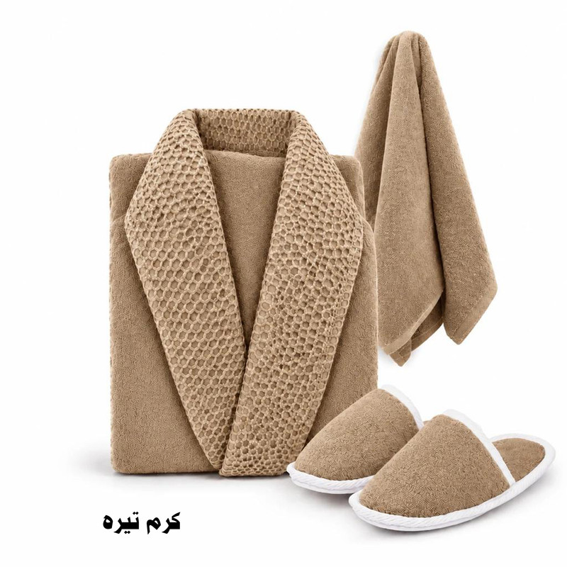  سرویس حوله پالتویی 3 تکه هنرمند مدل جی جی سایز 125 مناسب قد 160 تا 185 سانتی متر