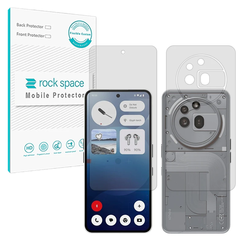 محافظ صفحه نمایش مات راک اسپیس مدل Resistant مناسب برای گوشی موبایل ناتینگ Phone 3a Pro به همراه محافظ پشت گوشی