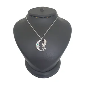 گردنبند نقره زنانه ترمه ۱ مدل ماه و فرشته  کد smed 1019