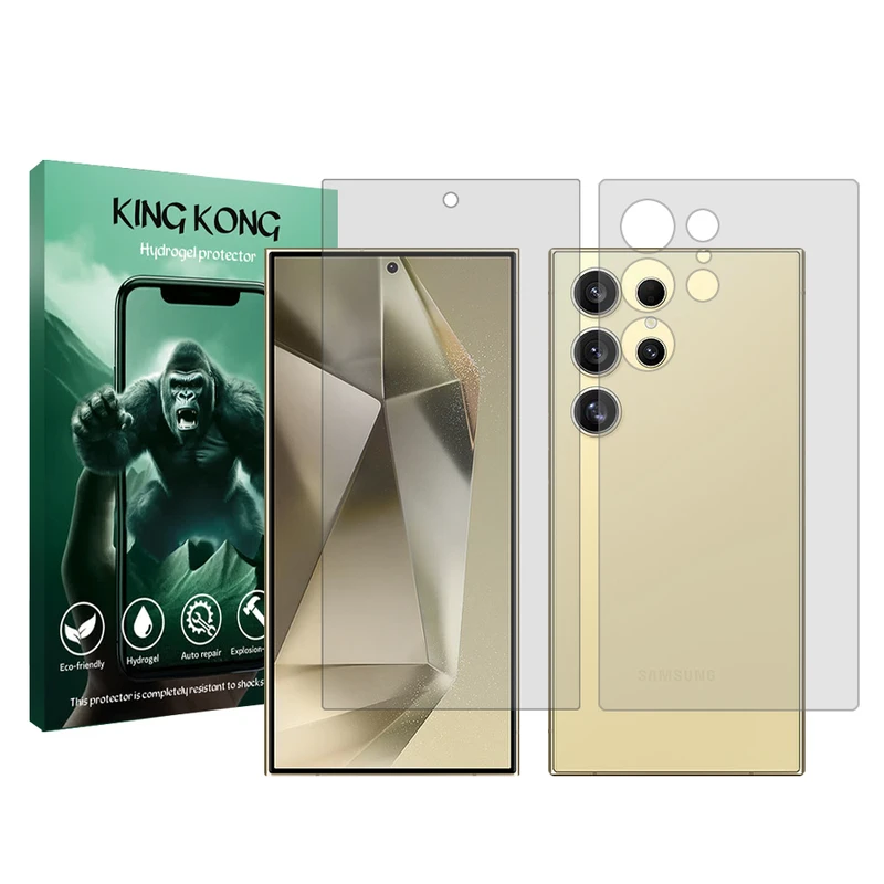محافظ صفحه نمایش شفاف کینگ کونگ مدل Tough مناسب برای گوشی موبایل سامسونگ Galaxy S24 Ultra به همراه محافظ پشت گوشی