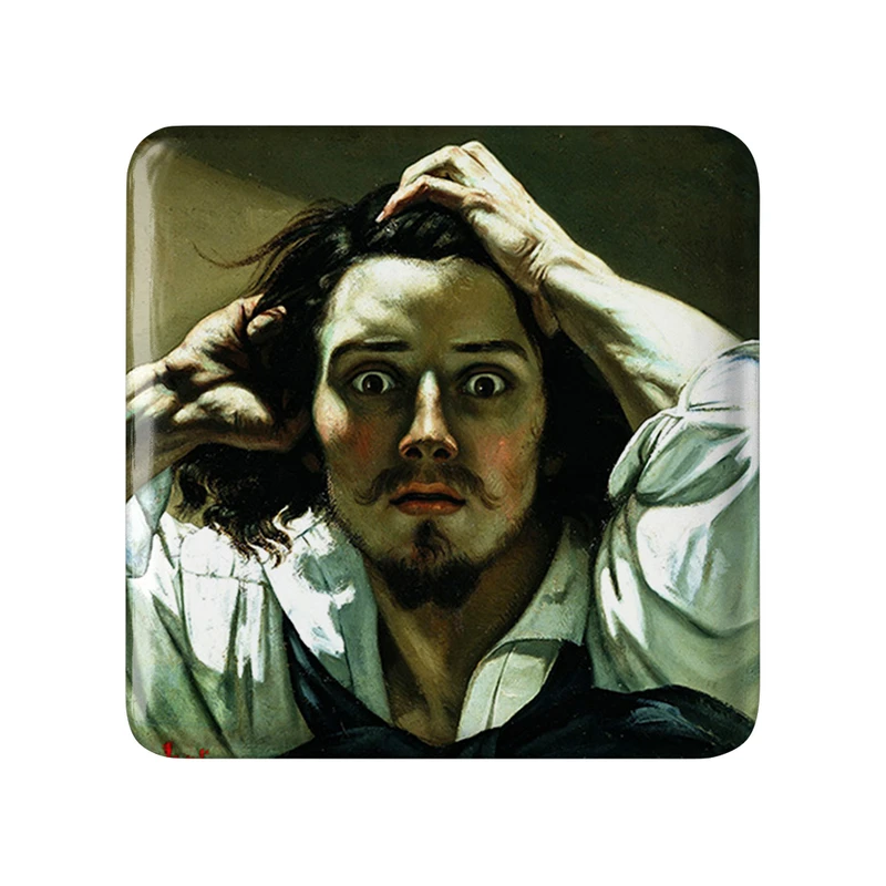 مگنت خندالو طرح مرد نا امید گوستاو کوربه مدل مربعی کد 37130