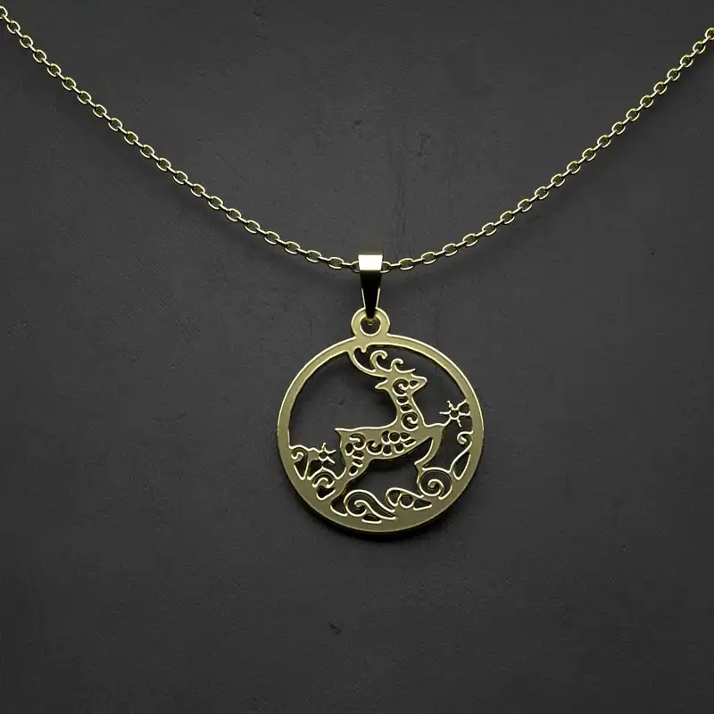 گردنبند طلا 18 عیار زنانه مدوپد مدل گوزن کد KK1233