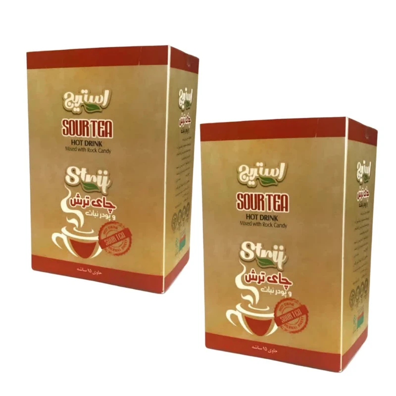 پودر نوشیدنی چای ترش و پودر نبات ساشه ای استریج یزد - 150 گرم بسته دو عددی