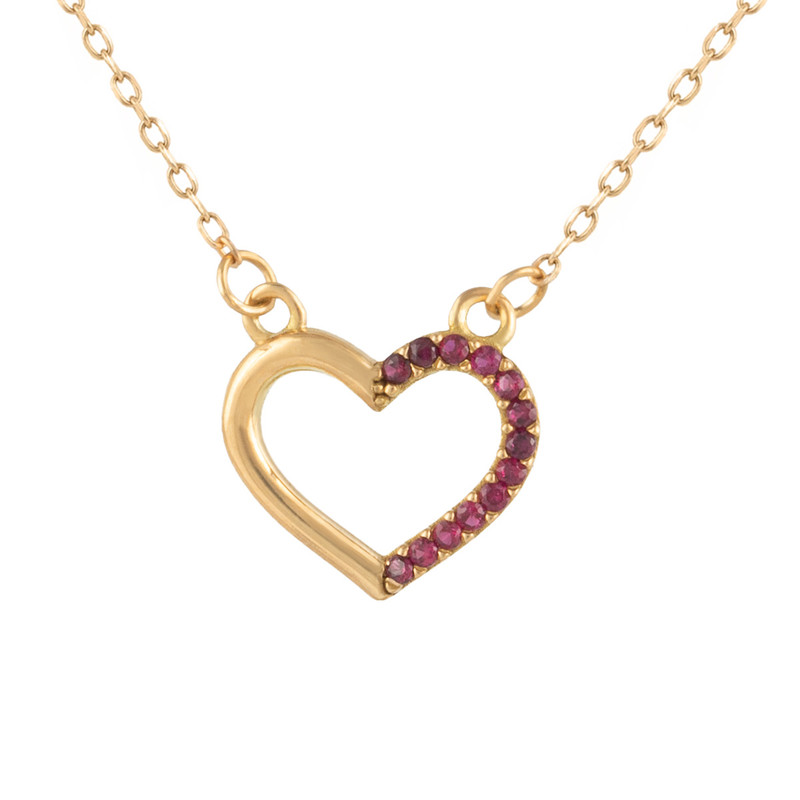 گردنبند طلا کم اجرت 18 عیار زنانه با زنجیر کابلی بان گالری مدل قلب میلا